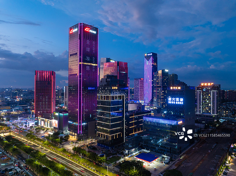 广东省广州市番禺万博CBD夜景图片素材