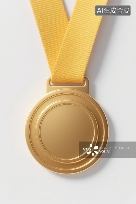 【AI数字艺术】纯色背景下放置的一枚金色奖牌图片素材