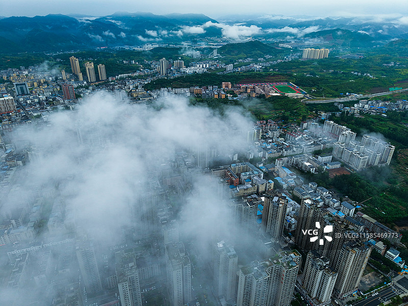 航拍湖北十堰郧西县图片素材
