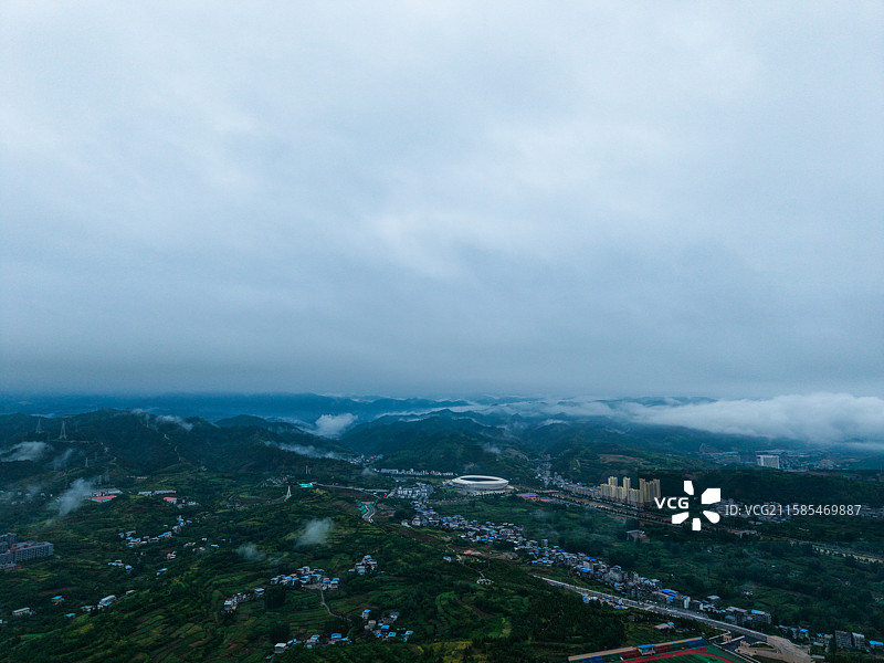 航拍湖北十堰郧西县图片素材