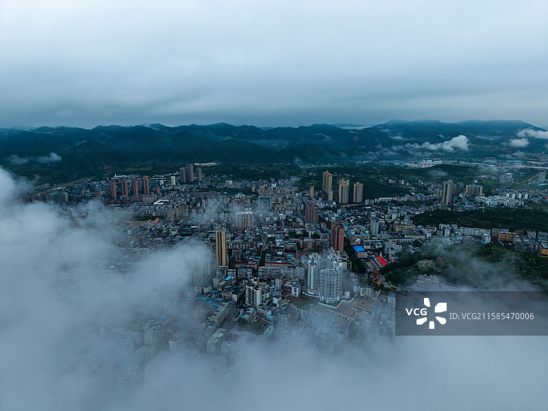 航拍湖北十堰郧西县图片素材