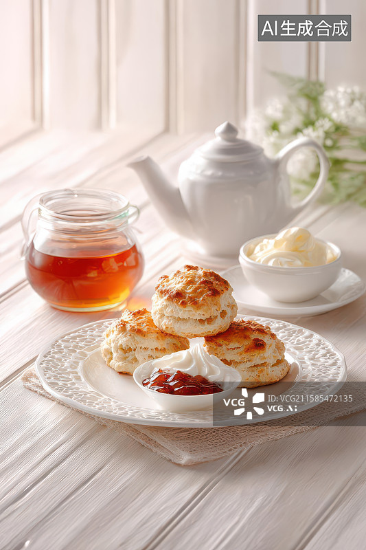 【AI数字艺术】英式下午茶餐具美食摆拍图图片素材