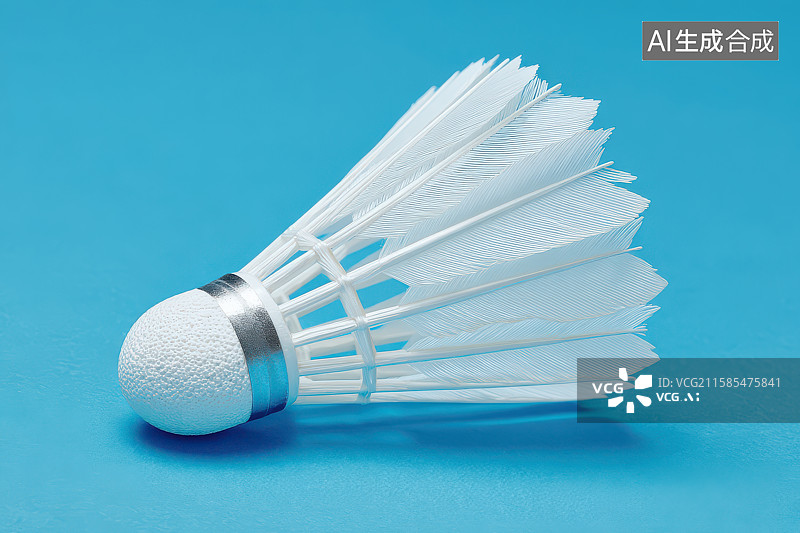 【AI数字艺术】蓝色背景白色羽毛球运动特写图片素材