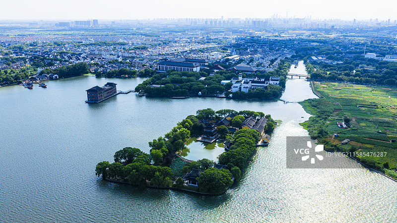 航拍同里古镇罗星洲图片素材