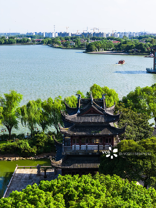 航拍同里古镇罗星洲图片素材