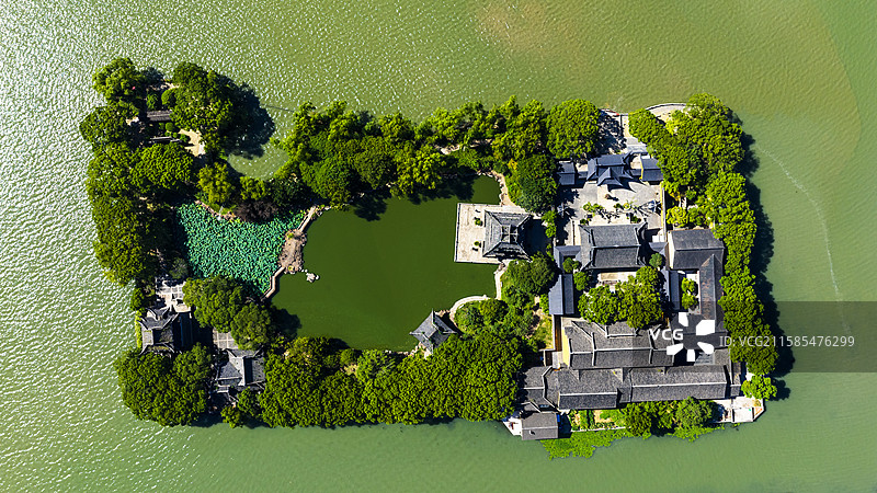 航拍同里古镇罗星洲图片素材