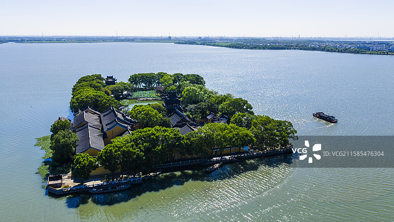 航拍同里古镇罗星洲图片素材