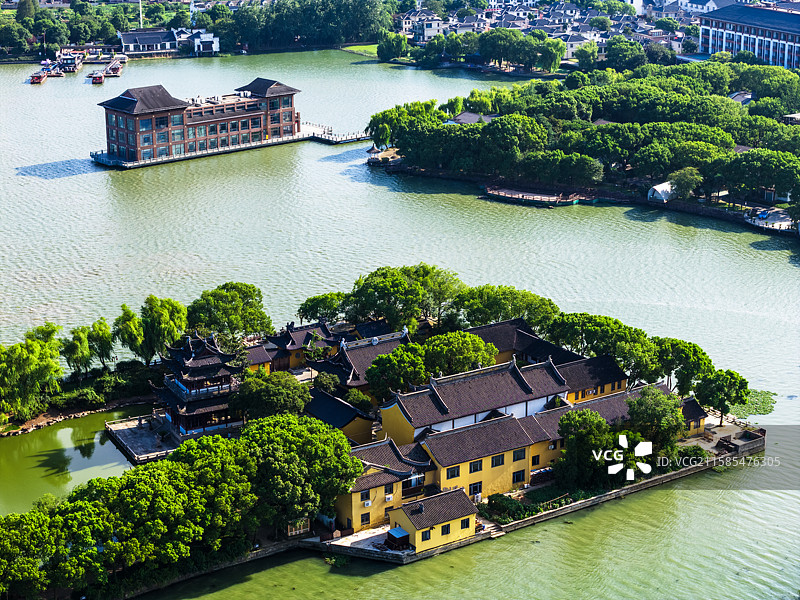 航拍同里古镇罗星洲图片素材