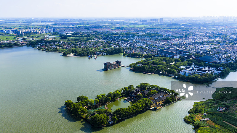 航拍同里古镇罗星洲图片素材