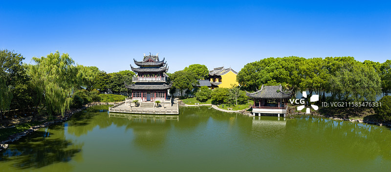 航拍同里古镇罗星洲图片素材