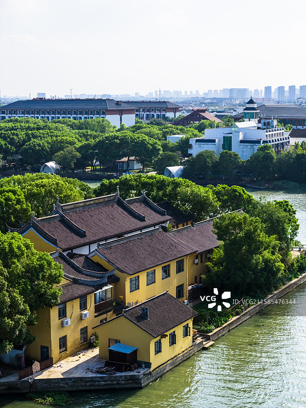 航拍同里古镇罗星洲图片素材