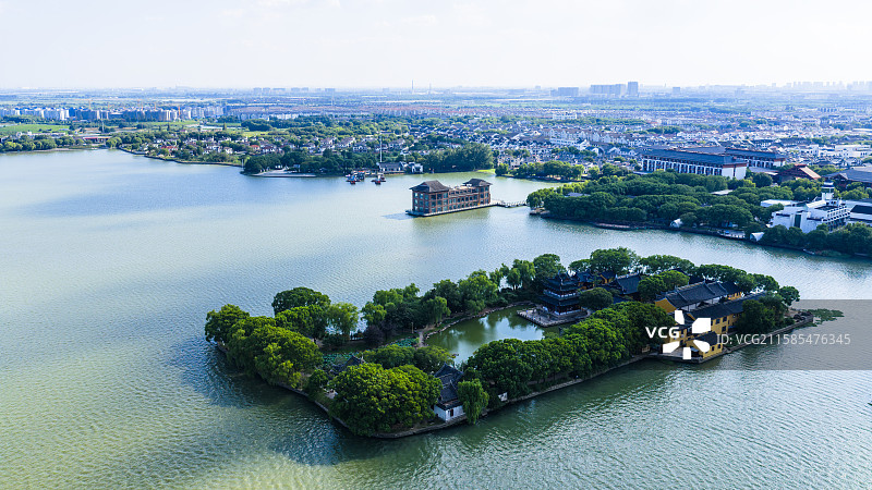 航拍同里古镇罗星洲图片素材