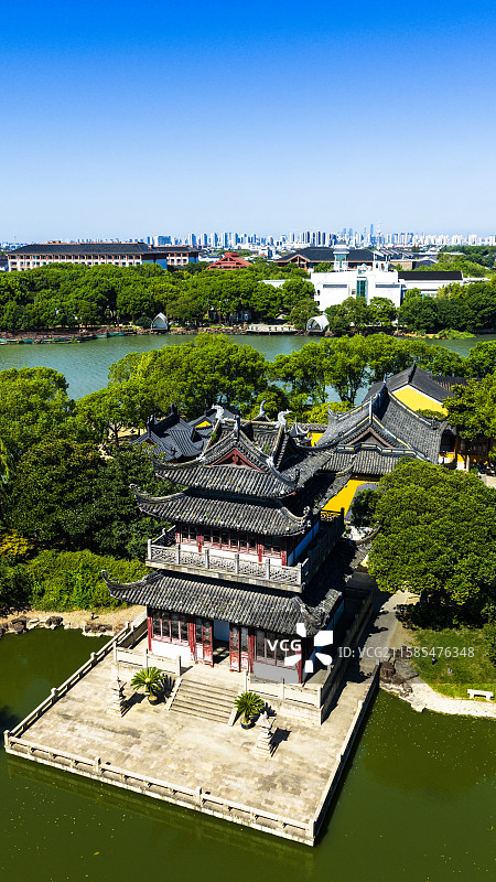 航拍同里古镇罗星洲图片素材