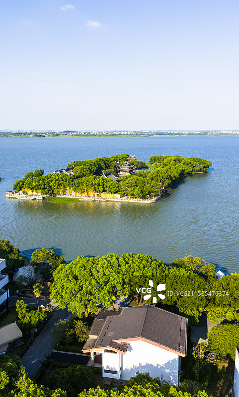 航拍同里古镇罗星洲图片素材