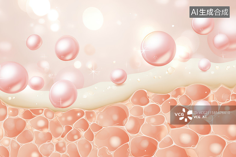 【AI数字艺术】皮肤细胞与护肤精华的微观世界图片素材