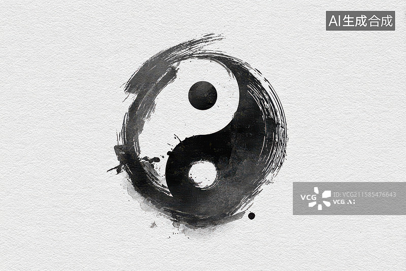 【AI数字艺术】中国传统太极水墨艺术图案图片素材
