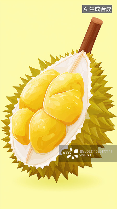 【AI数字艺术】新鲜榴莲果肉展示图片素材