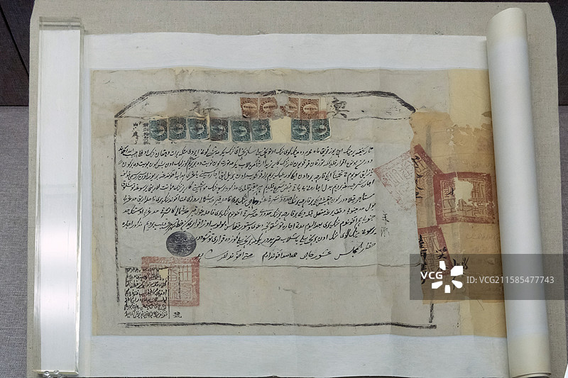 河南安阳中国文字博物馆1918年天益恒买巴拉提坎水并地契约88x50cm图片素材