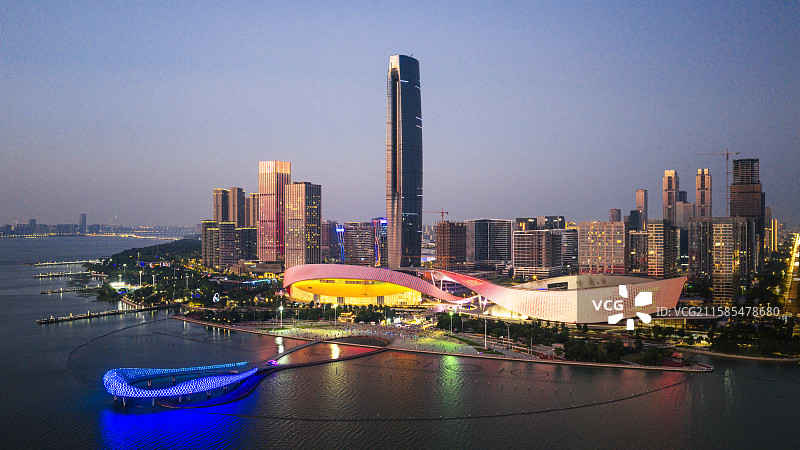 航拍苏州湾黄金湖岸旅游区图片素材