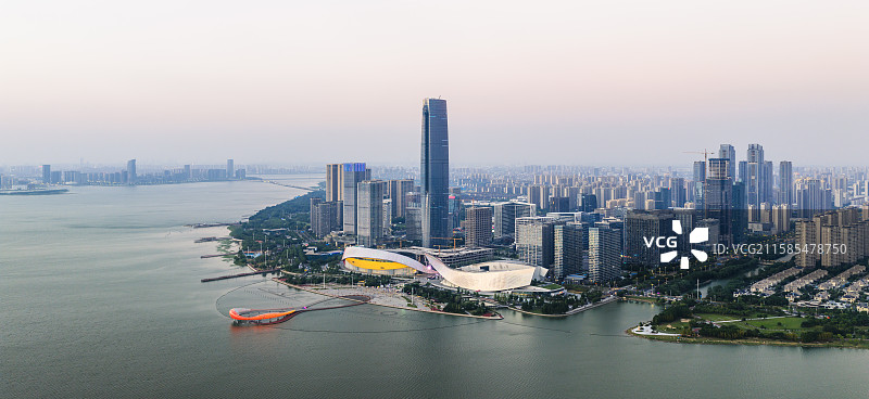 航拍苏州湾黄金湖岸旅游区图片素材