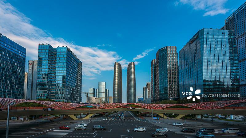 成都高新区-天府国际金融中心-金融城双子塔-成都天际线-成都地标图片素材