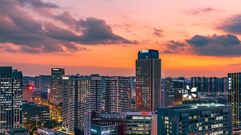 成都宣传片-成都高新区-成都城市中轴线-成都CBD-成都最美晚霞夜景图片素材