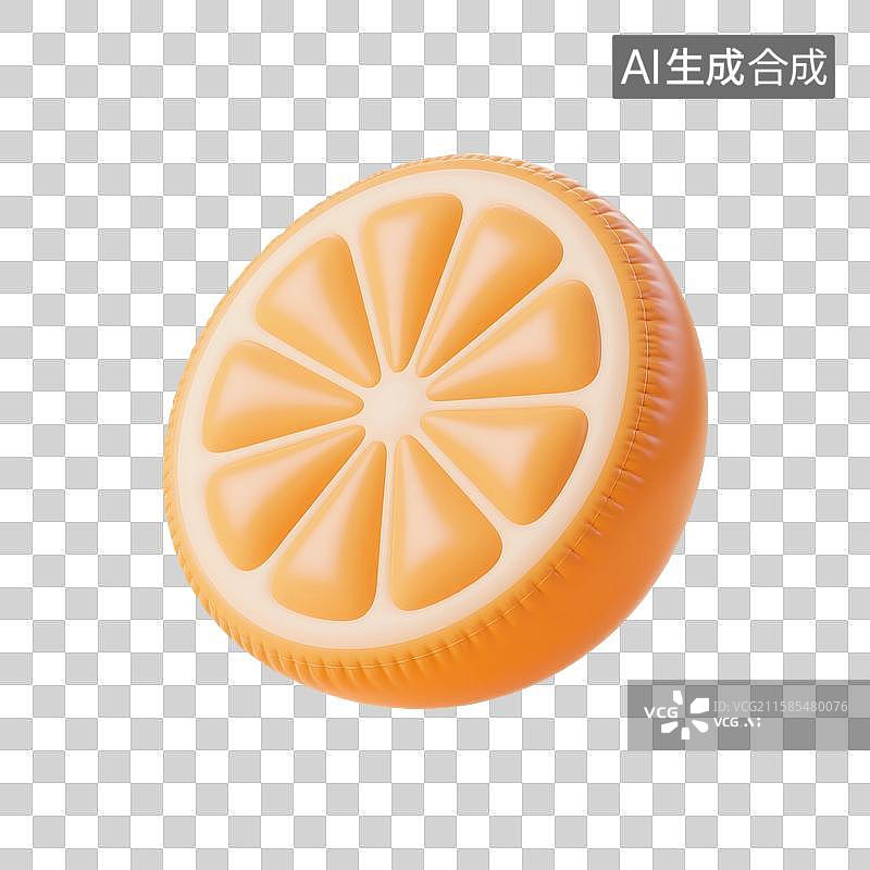 【AI数字艺术】3D渲染，充气膨胀风格，卡通水果，橙子，橘子，柑橘，沃柑，免抠元素图片素材