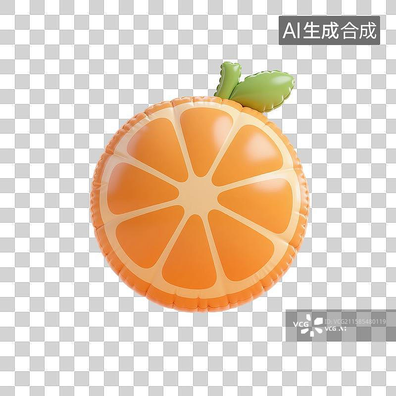 【AI数字艺术】3D渲染，充气膨胀风格，卡通水果，橙子，橘子，柑橘，沃柑，免抠元素图片素材