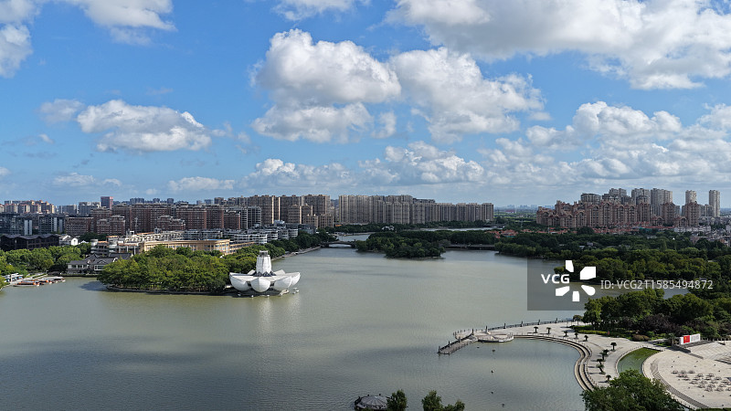 浙江嘉兴平湖东湖景区航拍图片素材