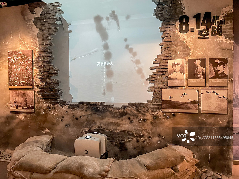 1937淞沪会战8.14空战，上海淞沪抗战纪念馆（上海淞沪抗战纪念公园内）图片素材