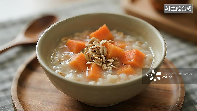 【AI数字艺术】中式营养膳食南瓜红薯燕麦粥图片素材
