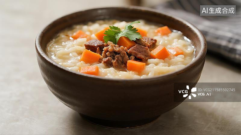 【AI数字艺术】中式营养膳食胡萝卜南瓜牛肉粥图片素材