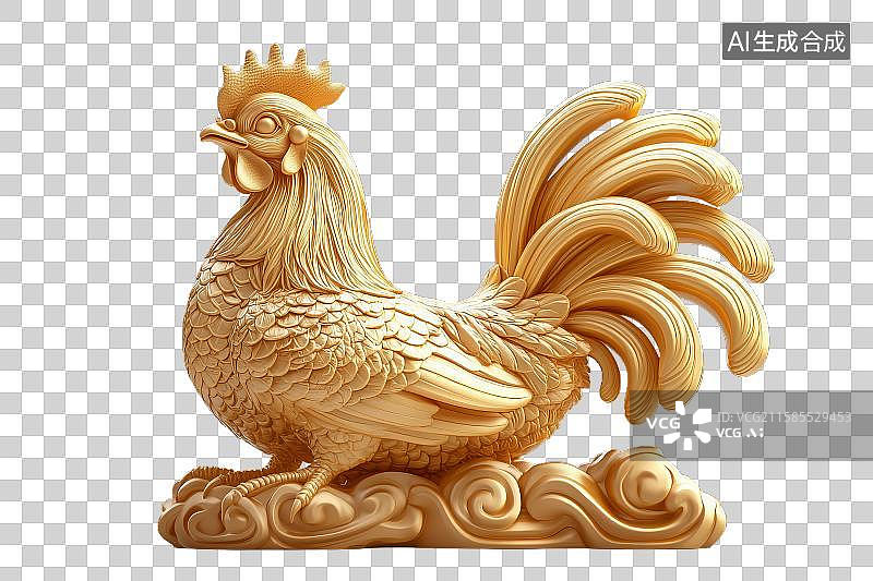 【AI数字艺术】金色公鸡雕塑图片素材