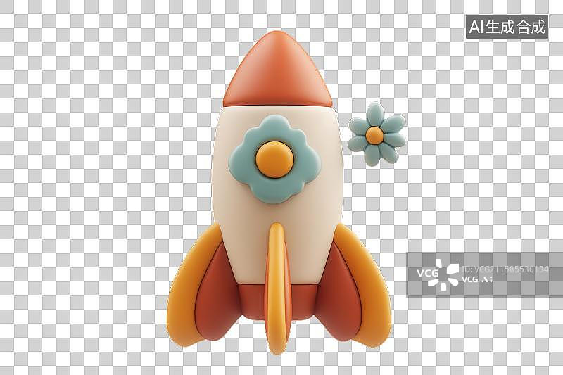 【AI数字艺术】彩色火箭与花朵装饰图片素材