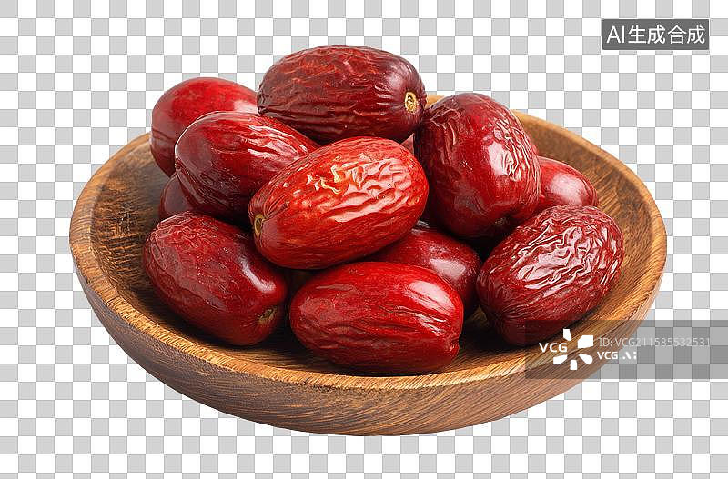 【AI数字艺术】木碗中的新鲜红枣图片素材
