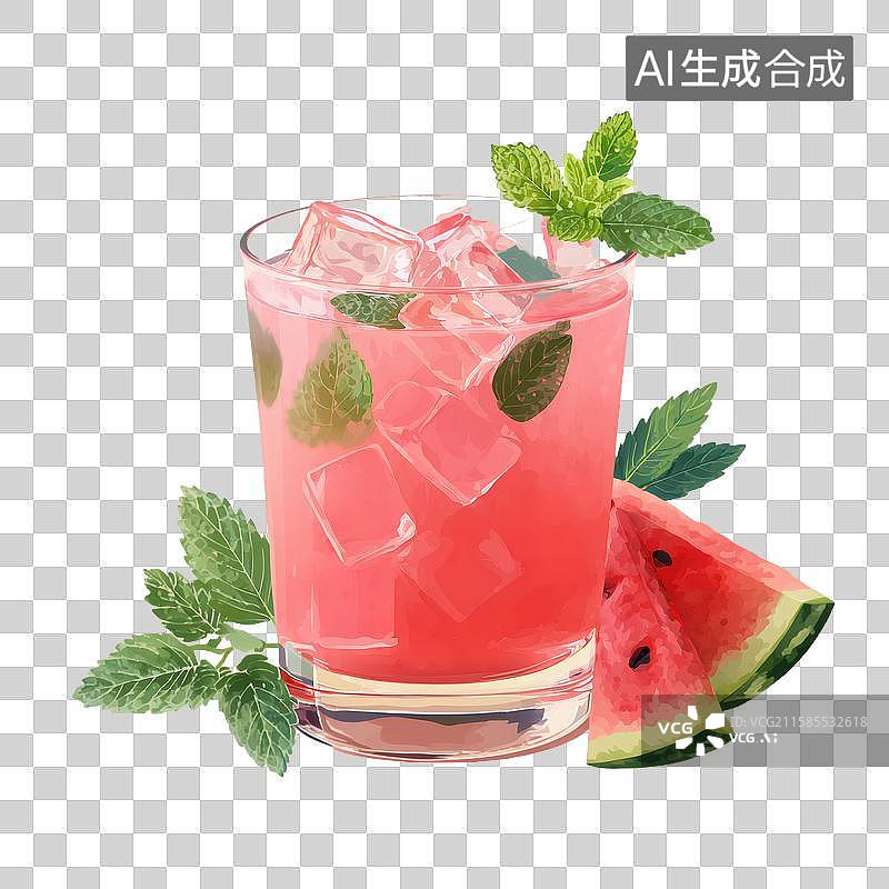 【AI数字艺术】夏日西瓜薄荷冰饮图片素材