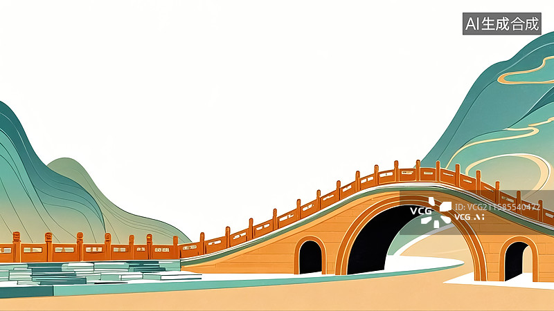 【AI数字艺术】拱桥插画图片素材