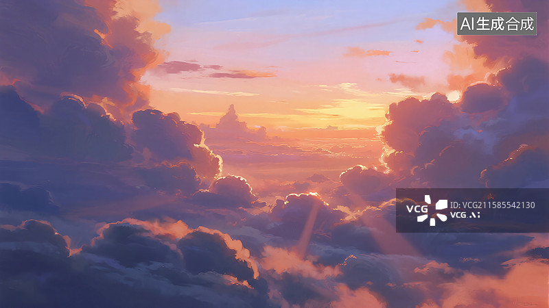 【AI数字艺术】暮光幻境：史诗云海图片素材