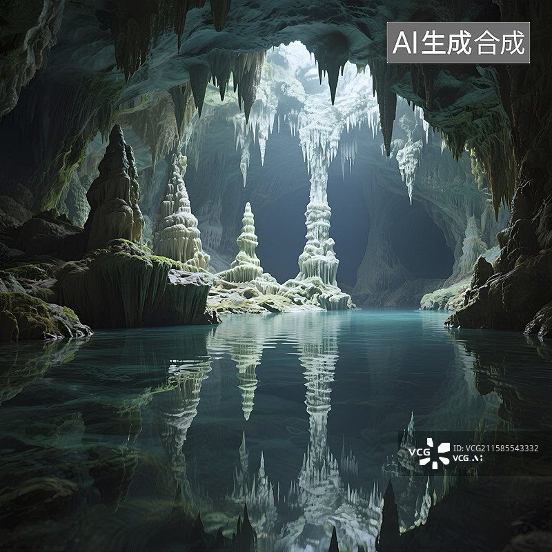 【AI数字艺术】梦幻冰洞景观图图片素材