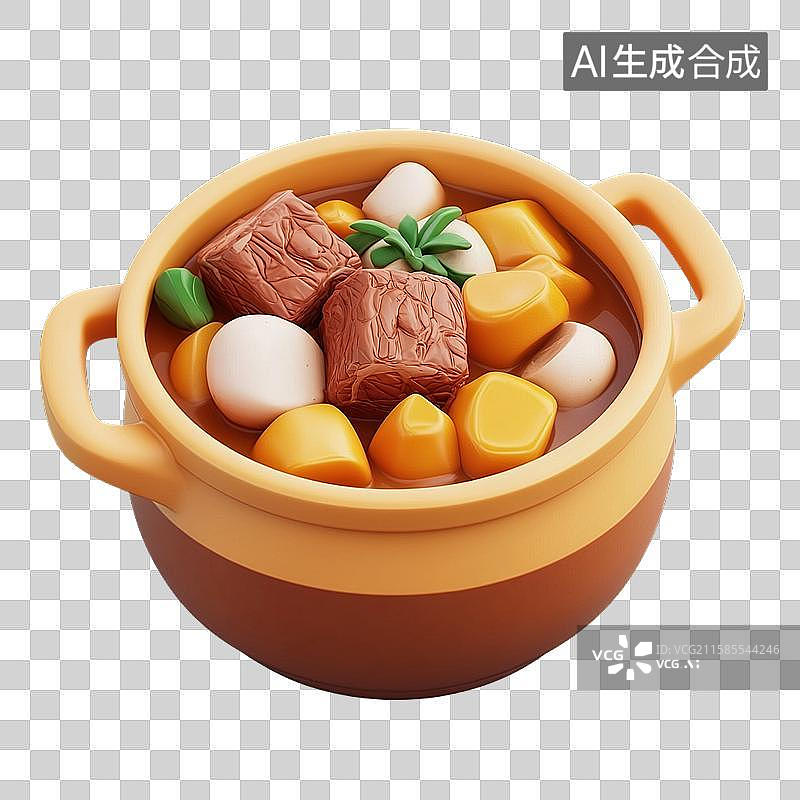 【AI数字艺术】土豆炖牛腩三维美食元素图片素材