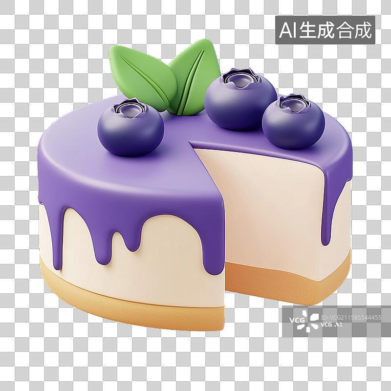 【AI数字艺术】蓝莓蛋糕三维美食元素图片素材