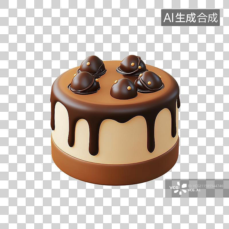 【AI数字艺术】巧克力芝士蛋糕三维美食元素图片素材