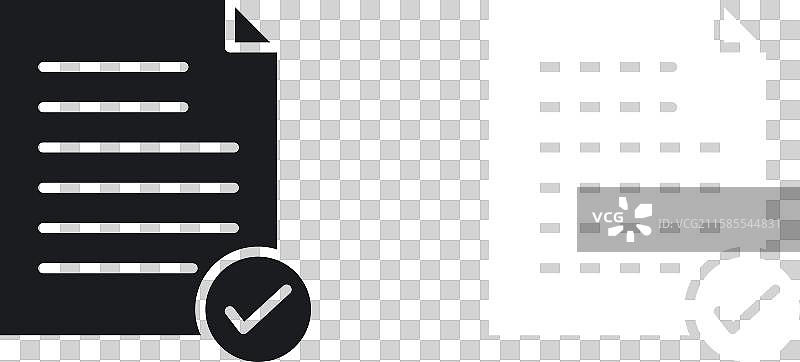 接受文档图标集，采用纯黑白设计图片素材