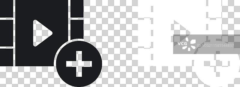 黑白色实心视频图标集图片素材