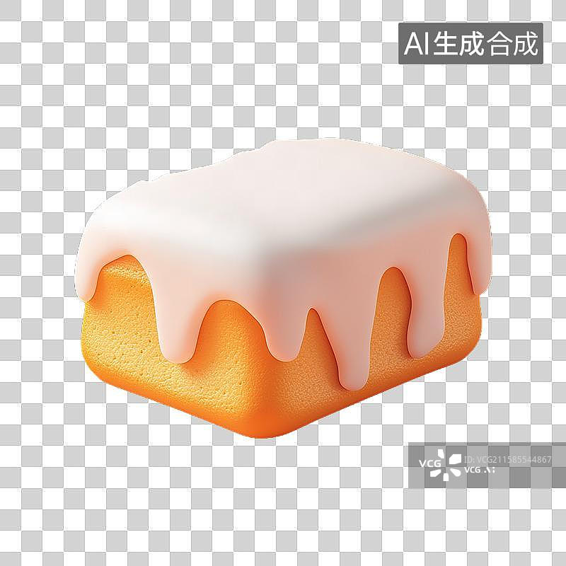 【AI数字艺术】椰子奶油蛋糕三维美食元素图片素材