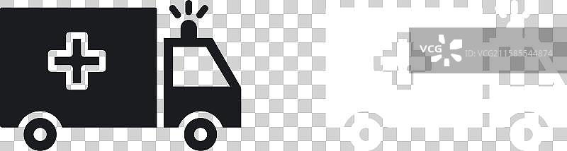 救护车图标集，采用纯黑白色设计图片素材