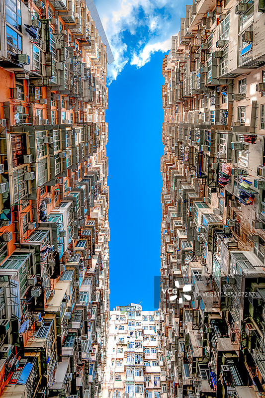 香港“怪兽大厦”城市住宅楼仰天俯视图片素材