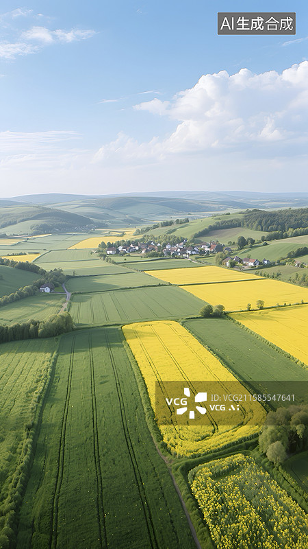 【AI数字艺术】航拍多彩农田景观图图片素材