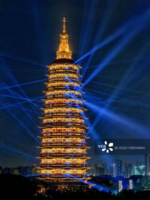 天宁宝塔灯光秀图片素材