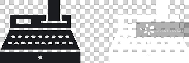 黑白实心收银机图标集图片素材